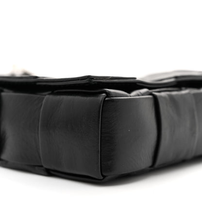 Bottega Veneta Paper Calfskin Maxi Intreccio Cassette Crossbody Bag Black 9 of 12