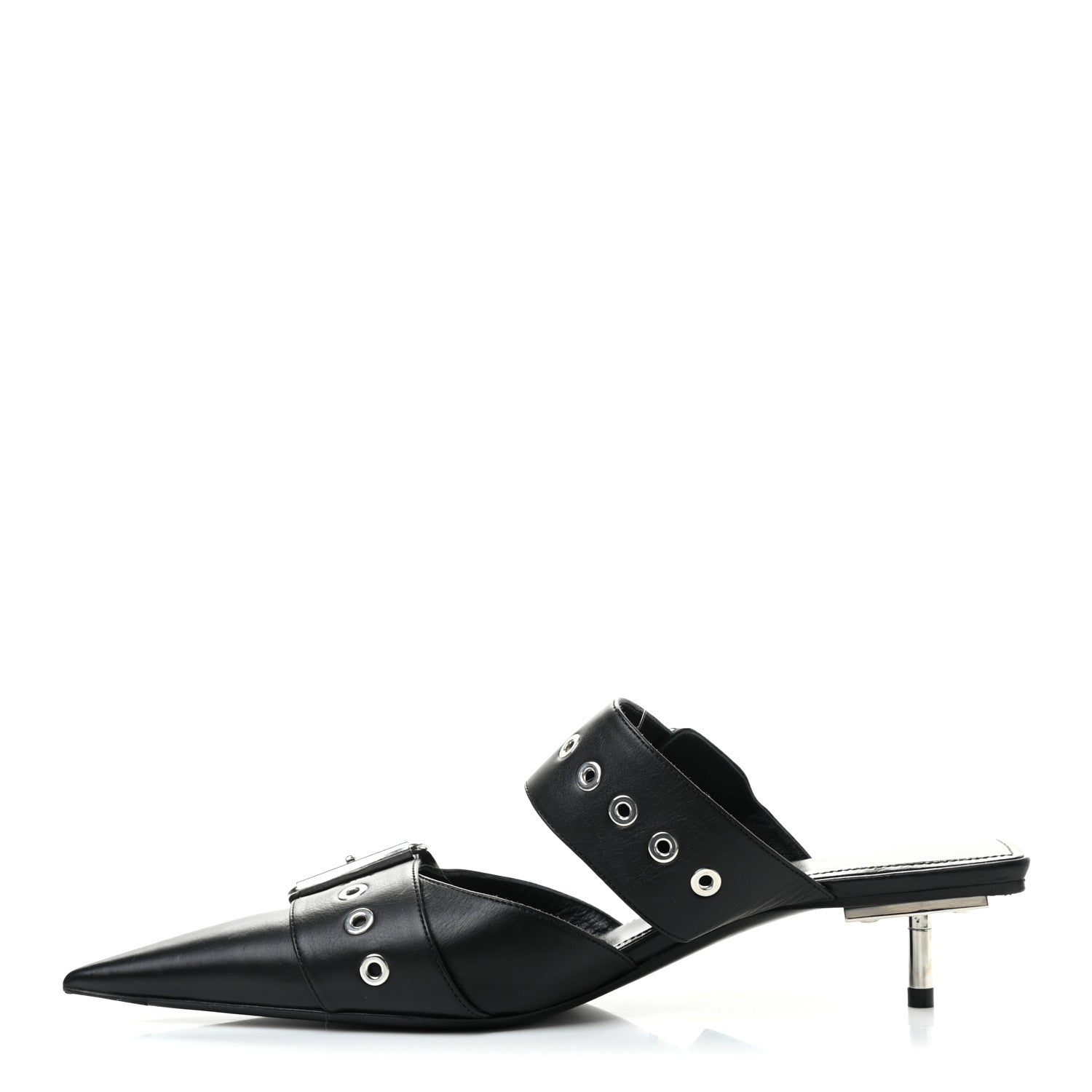 Balenciaga Shiny Calfskin Belt 40mm Mules 39.5 Black 1 of 8