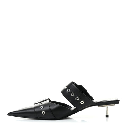 Balenciaga Shiny Calfskin Belt 40mm Mules 39.5 Black 1 of 8