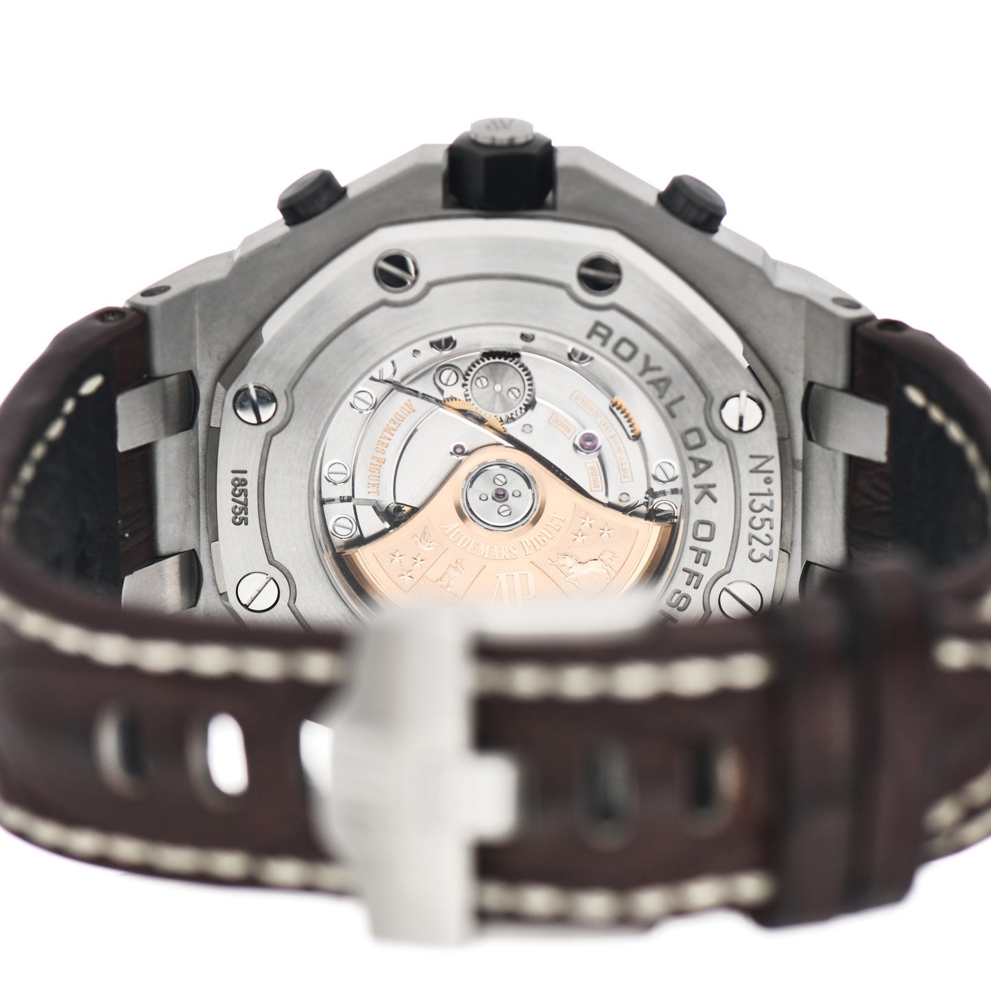 Stainless Steel Alligator 42mm Royal Oak Offshore Chronograph Automatic Watch Ivory 26470ST.OO.A801CR.01