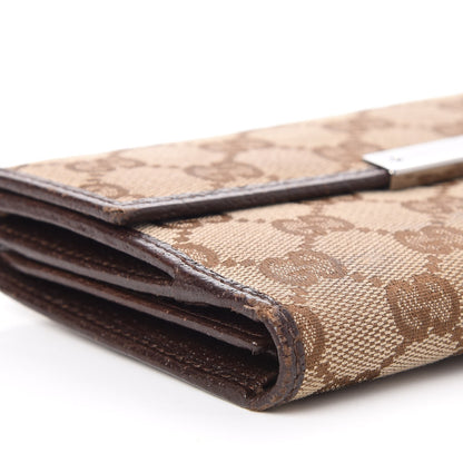 Gucci Monogram Metal Bar Continental Flap Wallet Beige Ebony Dark Brown 11 of 18