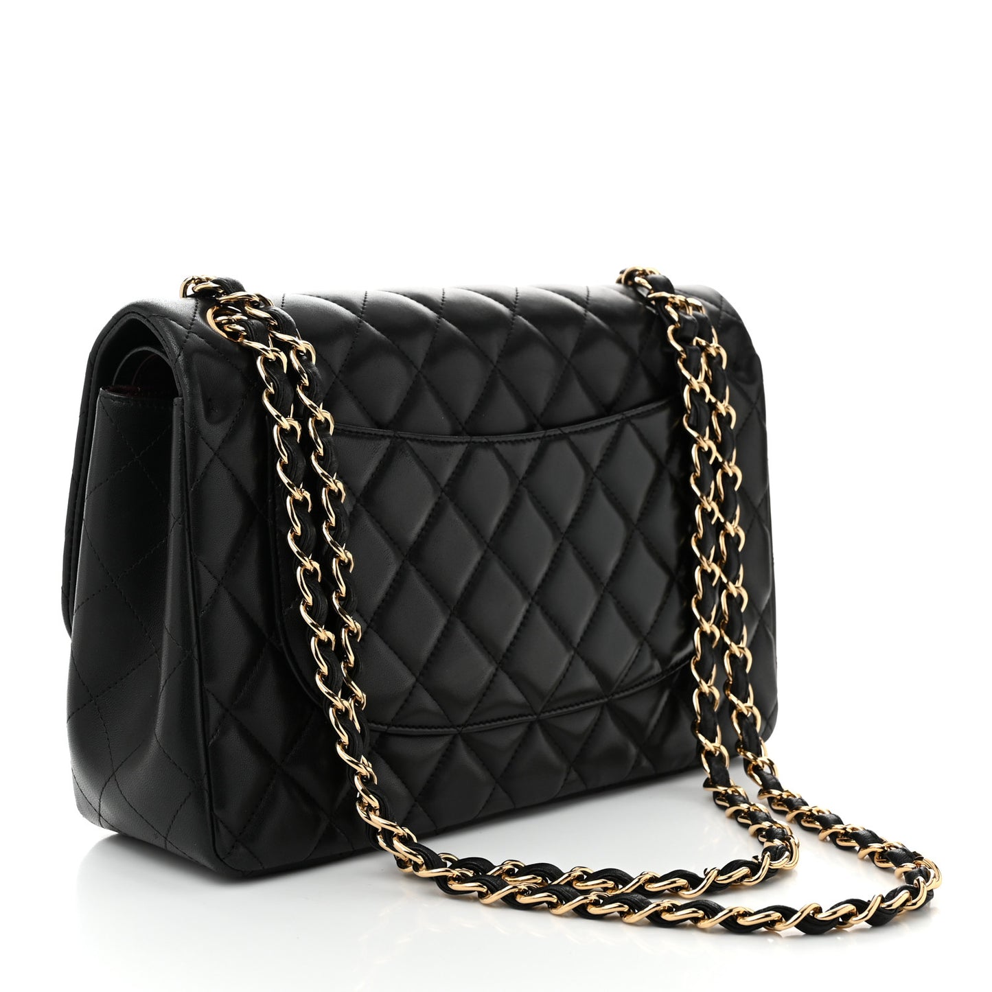 Lambskin Quilted Jumbo Double Flap Black