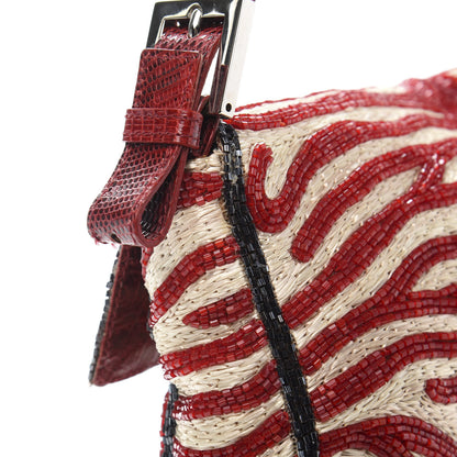 Fendi Lizard Beaded Baguette Red 10 of 11