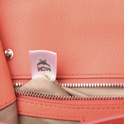 MCM Calfskin Essential Monogram Small Backpack Hot Coral 6 of 9