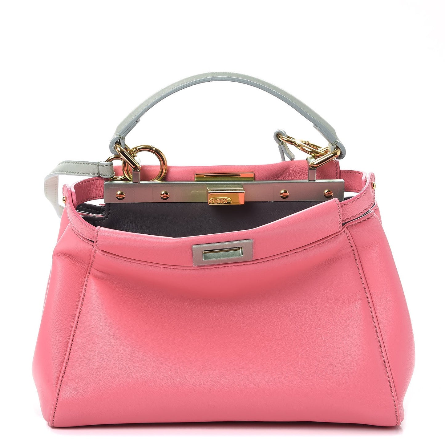Nappa Colorblock Mini Peekaboo Iconic Satchel Rosa Fluo Oxigen Slate