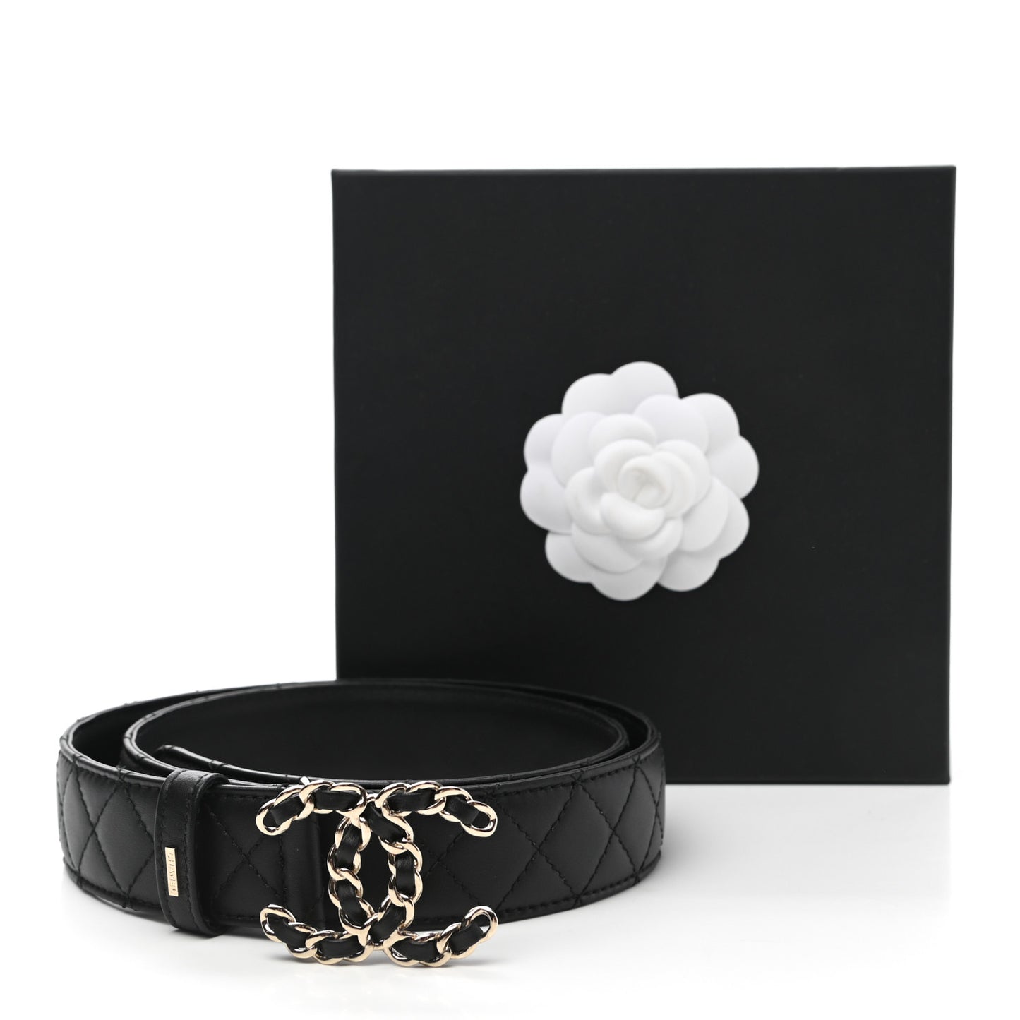 Lambskin Quilted CC Chain Belt 85 34 Black