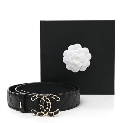 Chanel Lambskin Quilted CC Chain Belt 85 34 Black 9 of 9