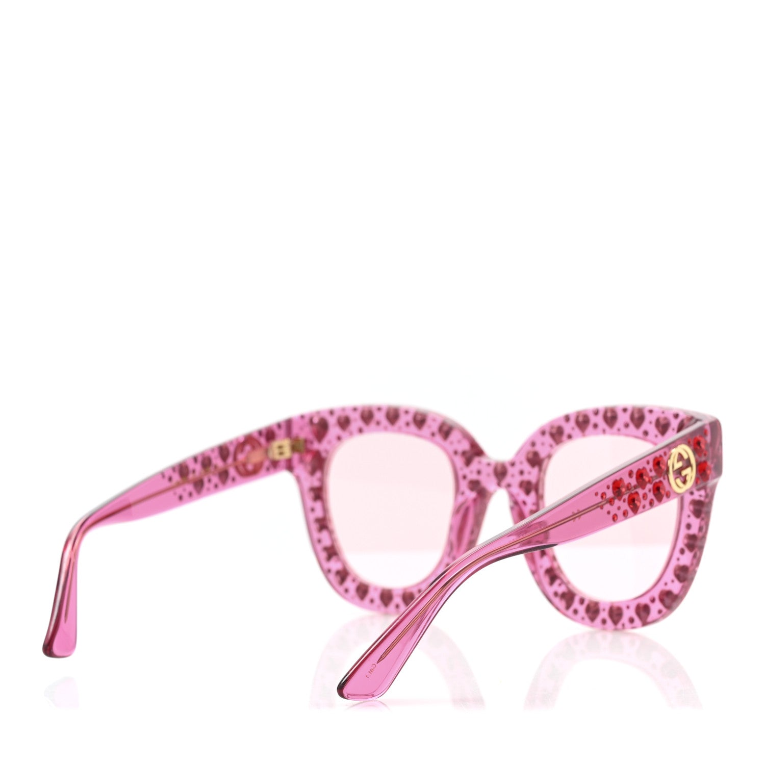 Gucci Acetate Crystal Heart GG0116S Sunglasses Fuchsia 4 of 8