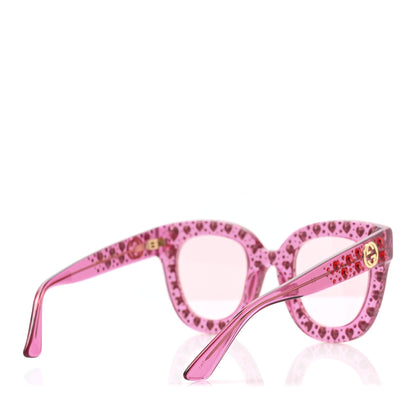 Gucci Acetate Crystal Heart GG0116S Sunglasses Fuchsia 4 of 8