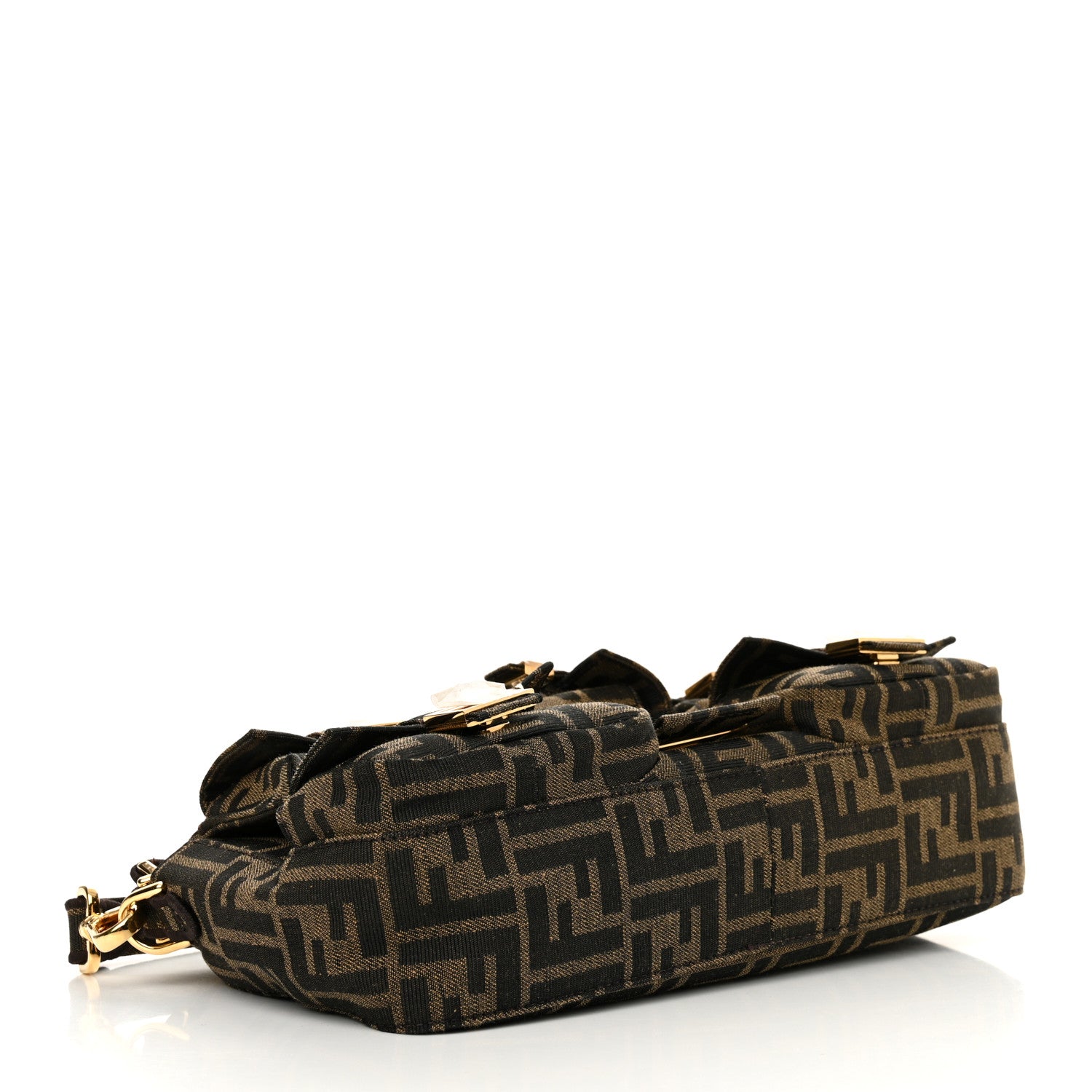 Fendi Fabric Jacquard FF 1974 Multipocket Baguette Tobacco Moro 4 of 12