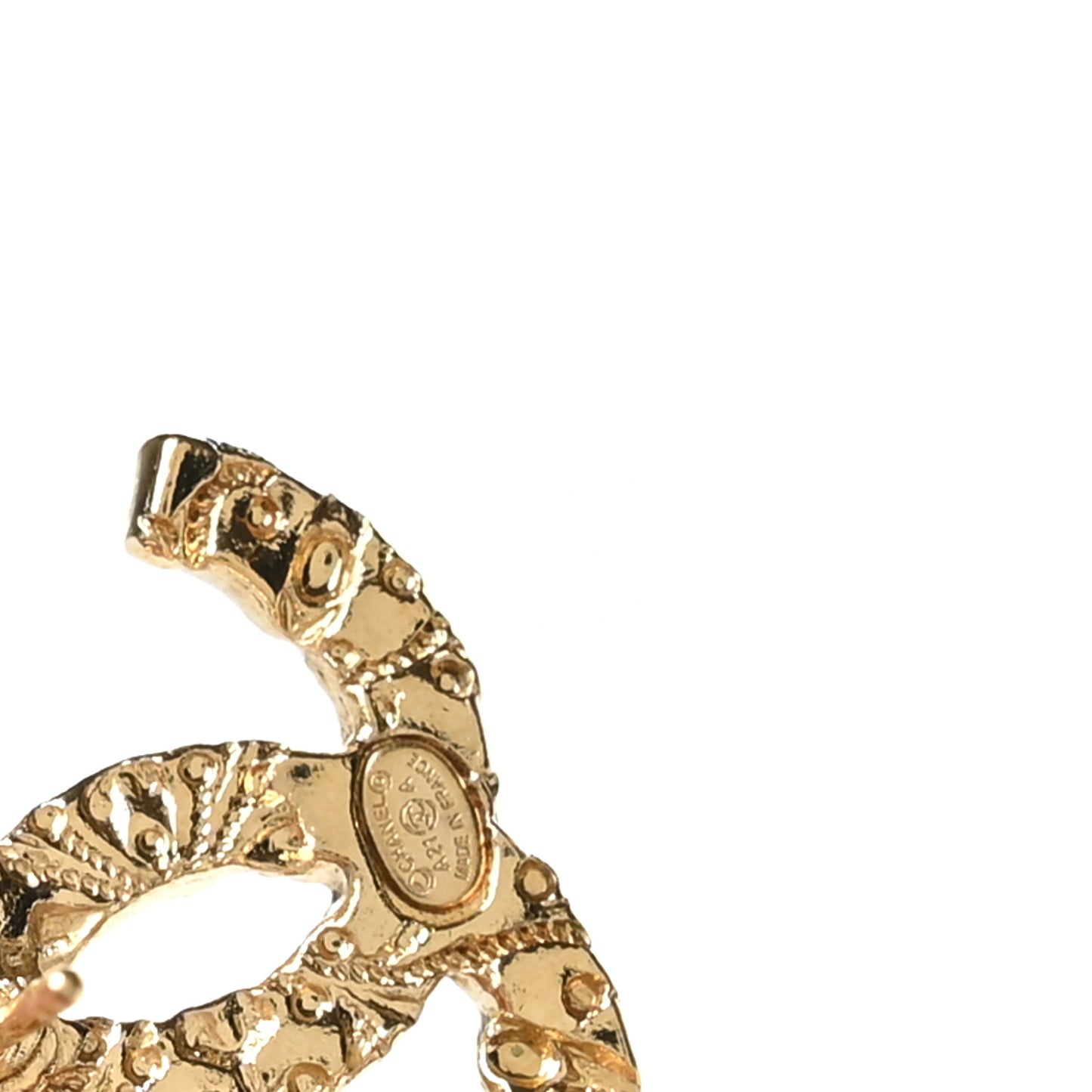 Metal Textured CC Earrings  Gold