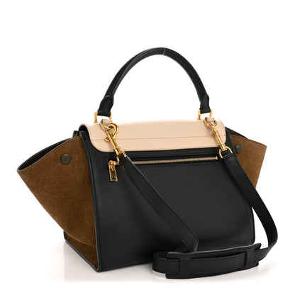 Celine Smooth Calfskin Suede Medium Tri-Color Trapeze Cream Black Brown 3 of 13