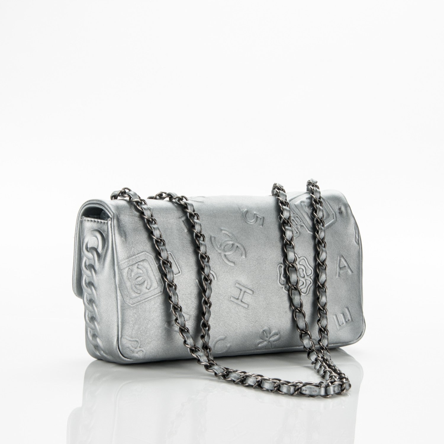 Chanel Metallic Lambskin Symbols Medium Single Flap Silver 3 of 7