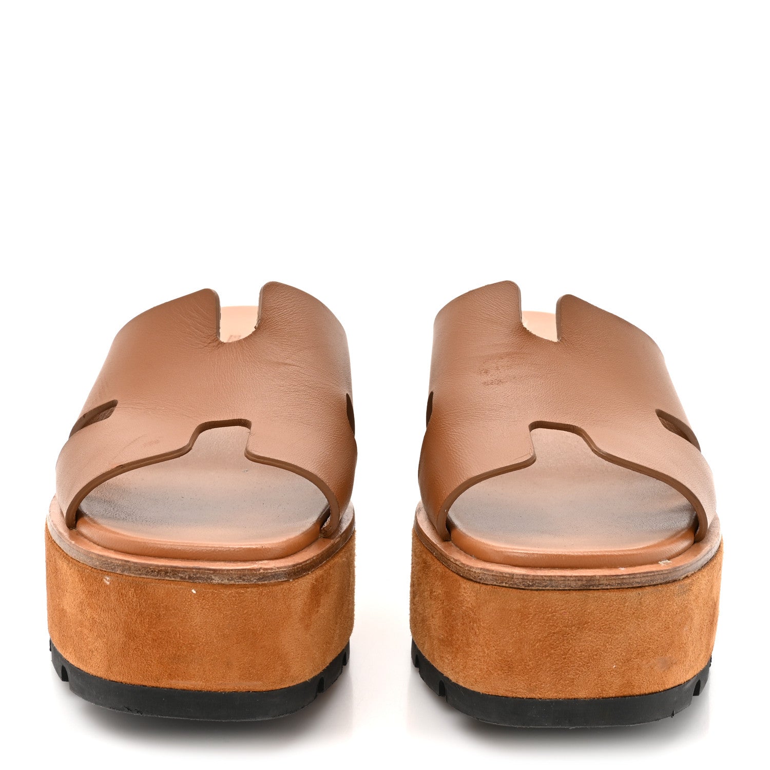 Hermes Calfskin Suede Goatskin Eze 30 Sandals 37 Marron Glaise 3 of 14