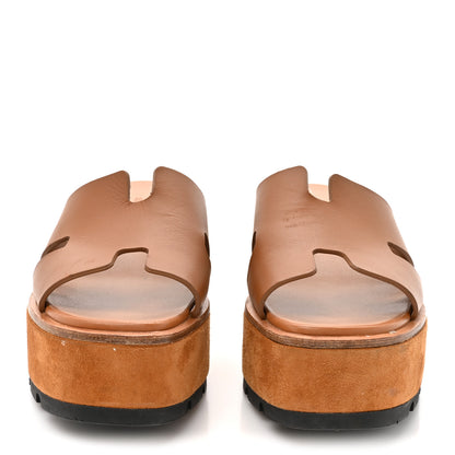 Hermes Calfskin Suede Goatskin Eze 30 Sandals 37 Marron Glaise 3 of 14