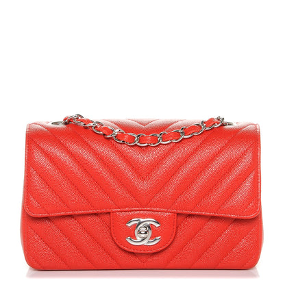Chanel Caviar Chevron Quilted Mini Rectangular Flap Red 1 of 7