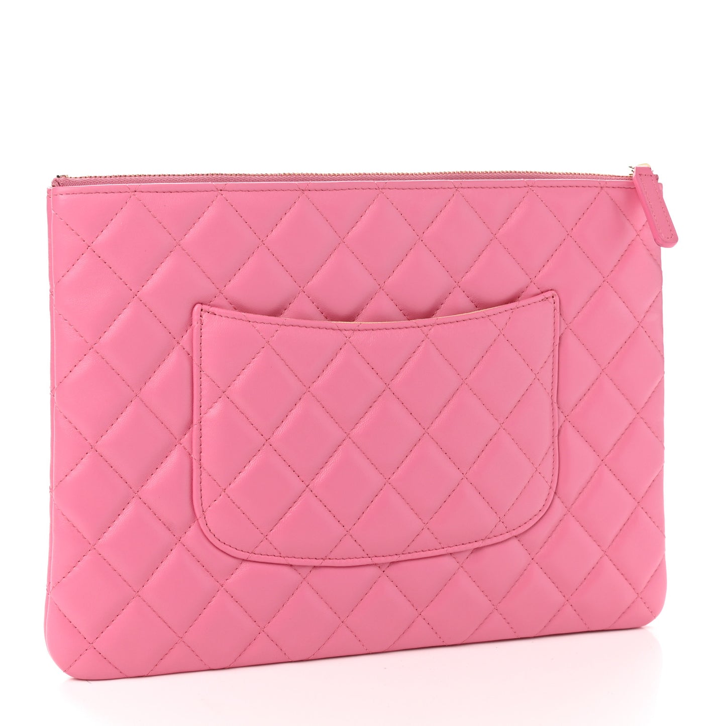 Lambskin Quilted Medium CC Cosmetic Case Pink Yellow