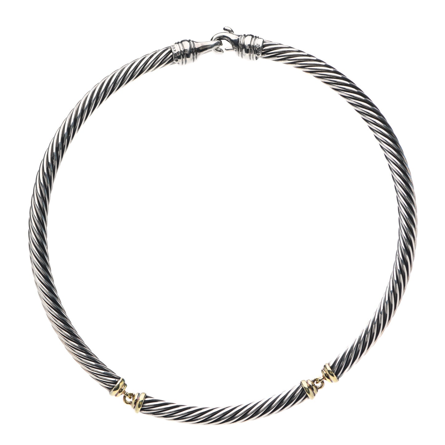 Sterling Silver 14K Yellow Gold Cable Metro Collar Necklace