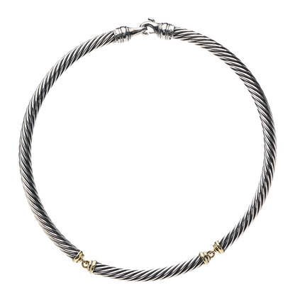 David Yurman Sterling Silver 14K Yellow Gold Cable Metro Collar Necklace 1 of 3