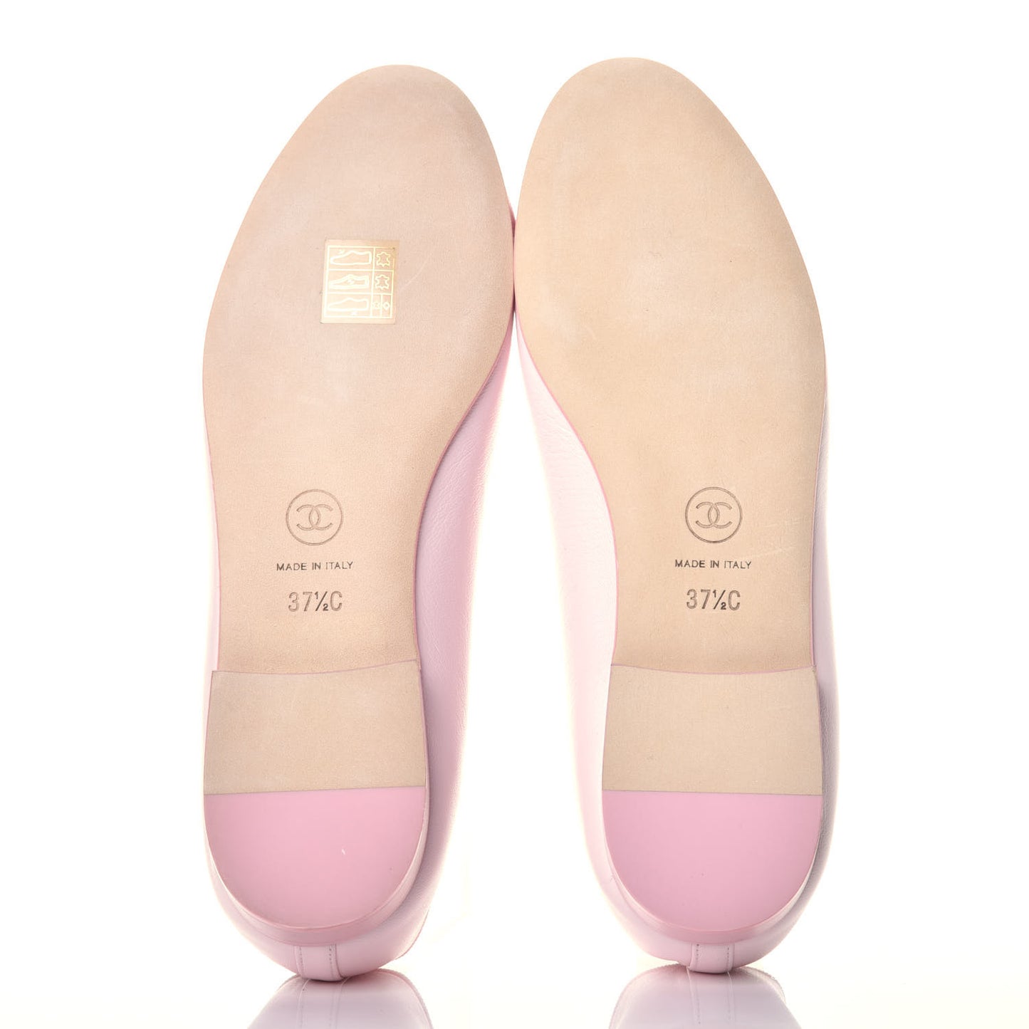 Lambskin CC Cap Toe Ballerina Flats 37.5 Pink Light Pink