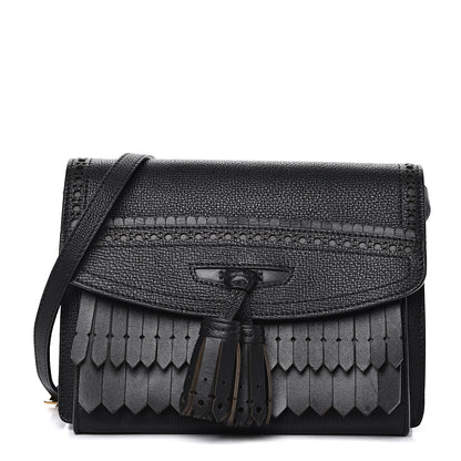 Burberry Grainy Calfskin Broguing Tassel Small Macken Crossbody Bag Black 1 of 14
