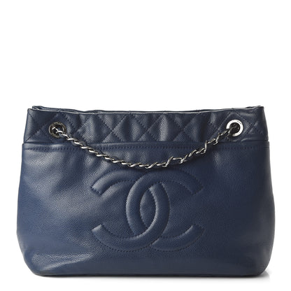 Chanel Caviar Quilted Timeless CC Soft Tote Navy Blue 1 of 10
