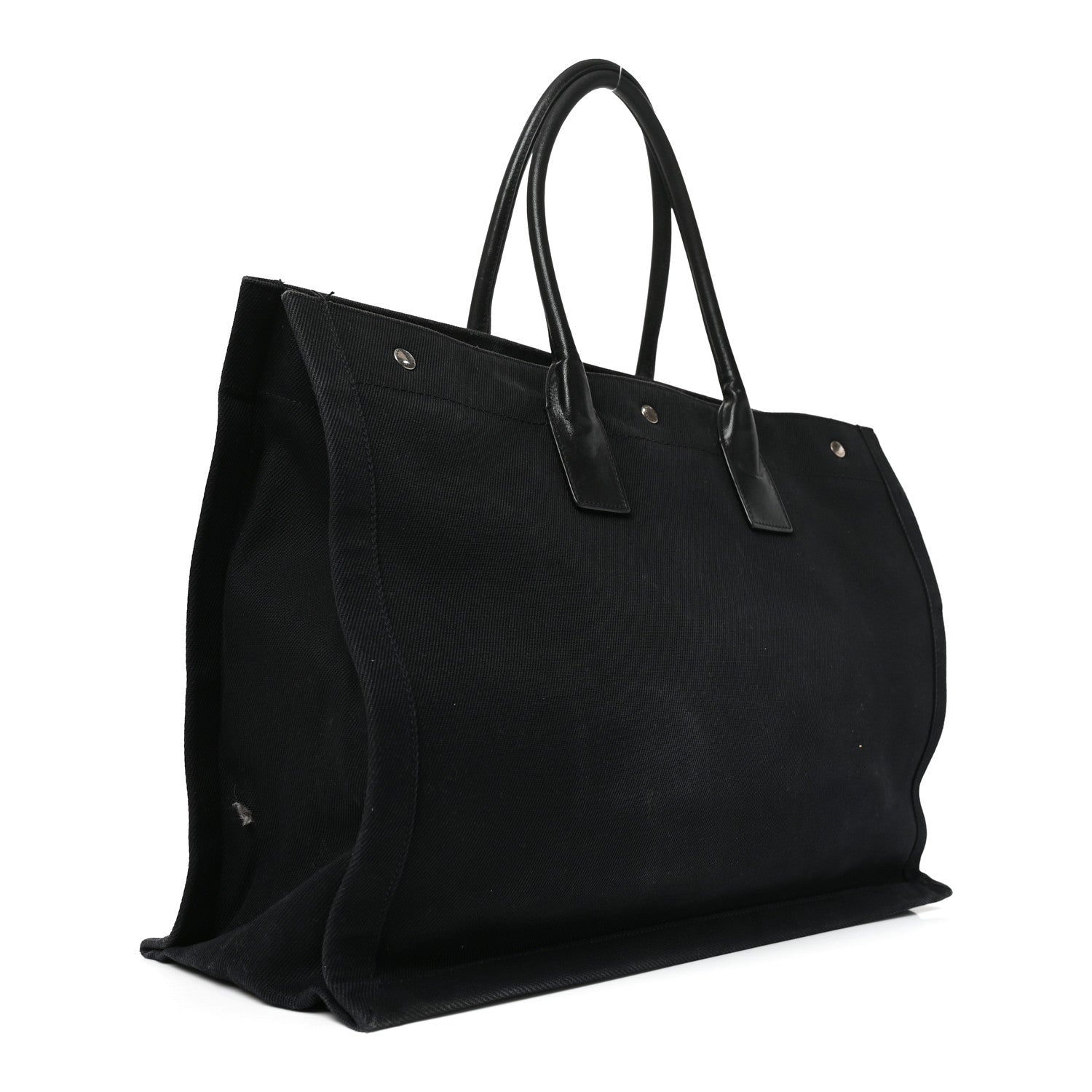 Saint Laurent Linen Calfskin Rive Gauche Tote Black 2 of 11
