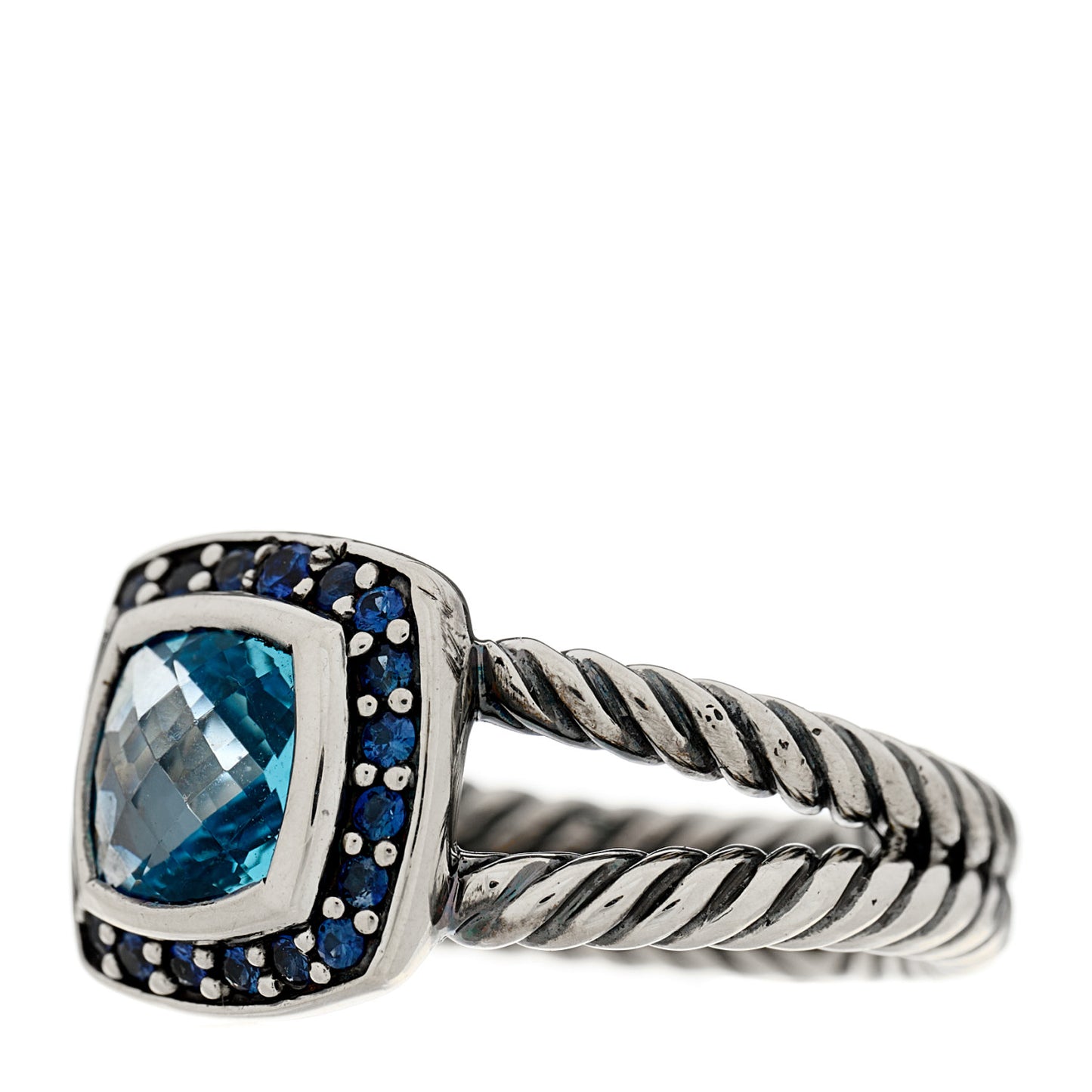 Sterling Silver Sapphire Blue Topaz 7mm Petite Albion Ring 53 6.25