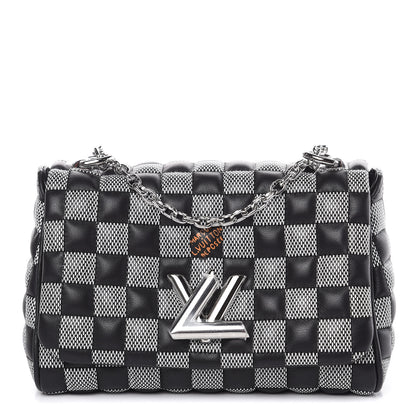 Louis Vuitton Calfskin Damier Twist Shoulder Bag BB Black White 1 of 9