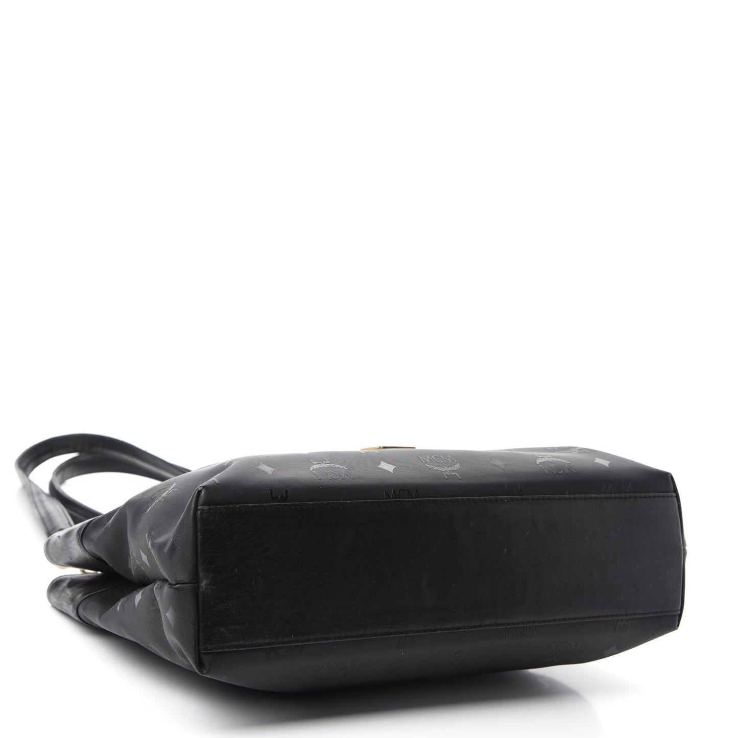 Lambskin Coated Canvas Monogram Chain Tote Black