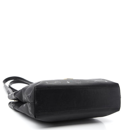 MCM Lambskin Coated Canvas Monogram Chain Tote Black 4 of 14
