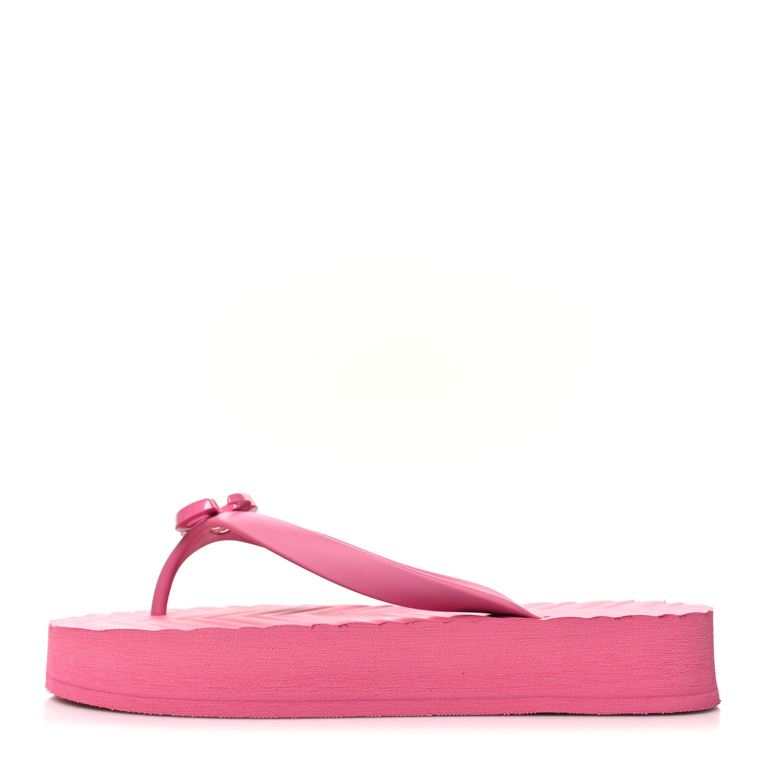 Gucci Rubber Chevron Womens GG Thong Sandals 37 Pink Tropical Flower 1 of 8