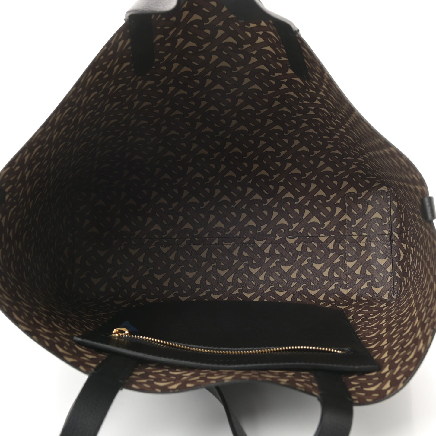 Calfskin TB Motif Embossed Medium Tote Black