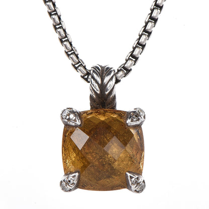 David Yurman Sterling Silver Diamond Citrine 14mm Chatelaine Pendant Necklace 4 of 7