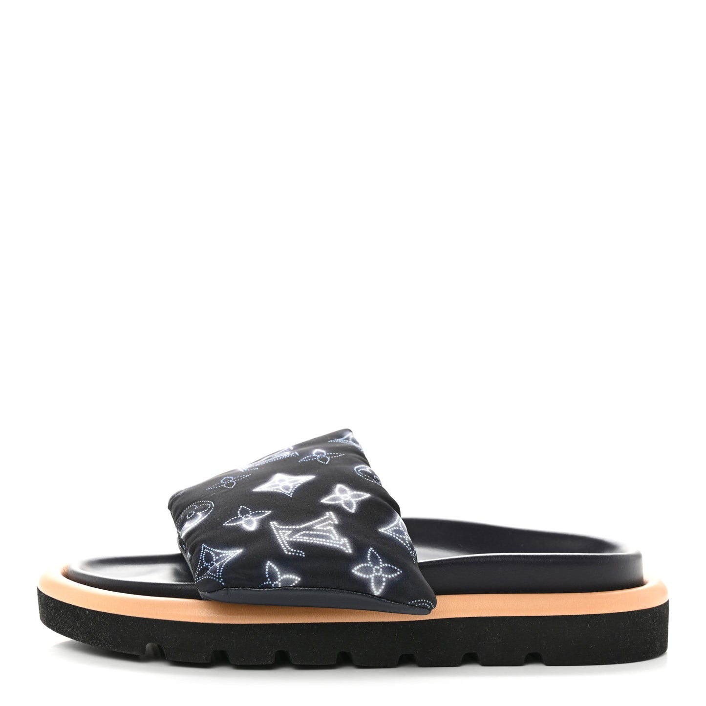 Nylon Monogram Womens Pool Pillow Comfort Mules 36 Navy Blue