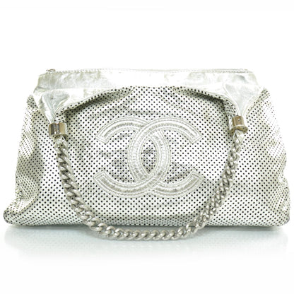 Chanel Metallic Glazed Calfskin Perforated Rodeo Drive Hobo Silver 1 of 12