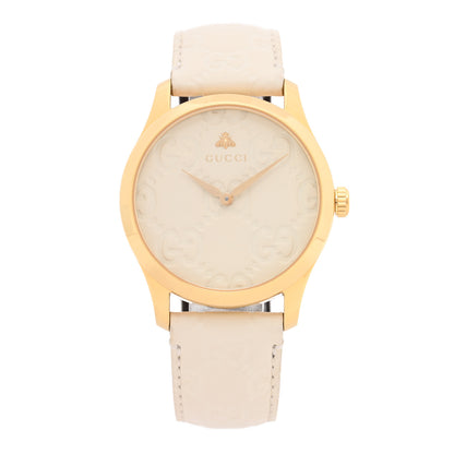 Gucci Stainless Steel Calfskin 38mm G-Timeless Quartz Watch White 1 of 5