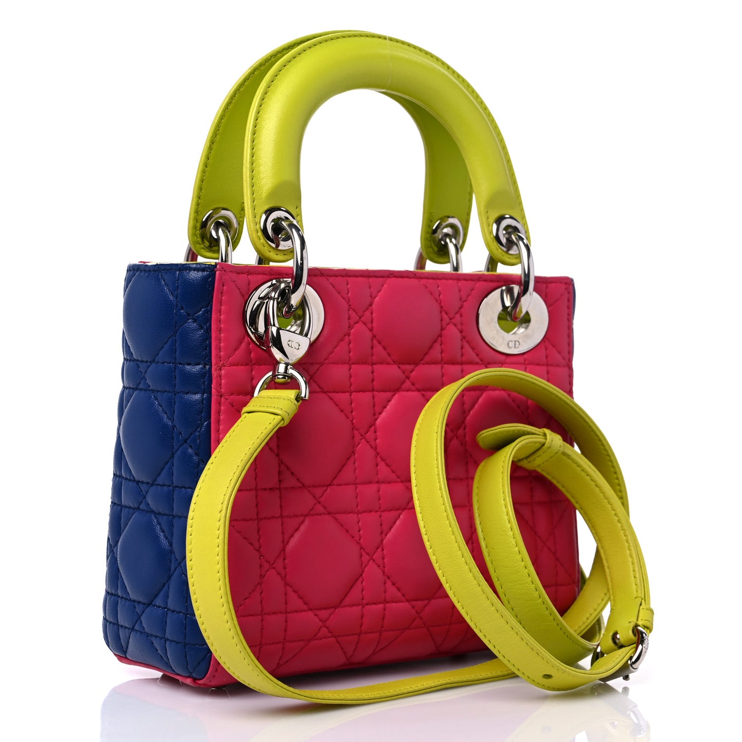Lambskin Cannage Mini Tri-Color Lady Dior Pink Blue Yellow