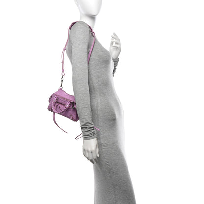 Balenciaga Calfskin Crocodile Embossed Neo Classic Silver Hardware Nano City Crossbody Lilac 2 of 9