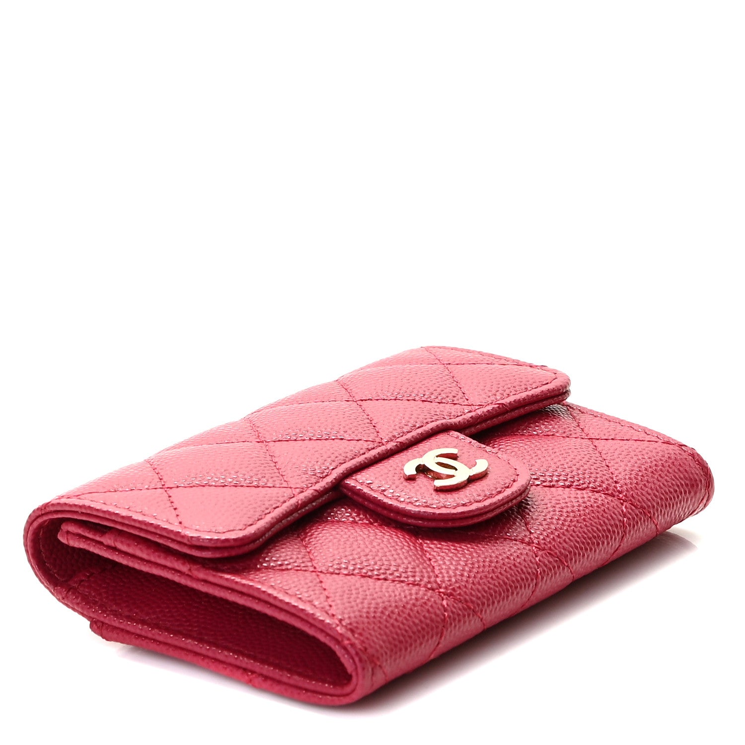 Chanel Caviar Quilted Flap Card Holder Wallet Dark Pink 4 of 8