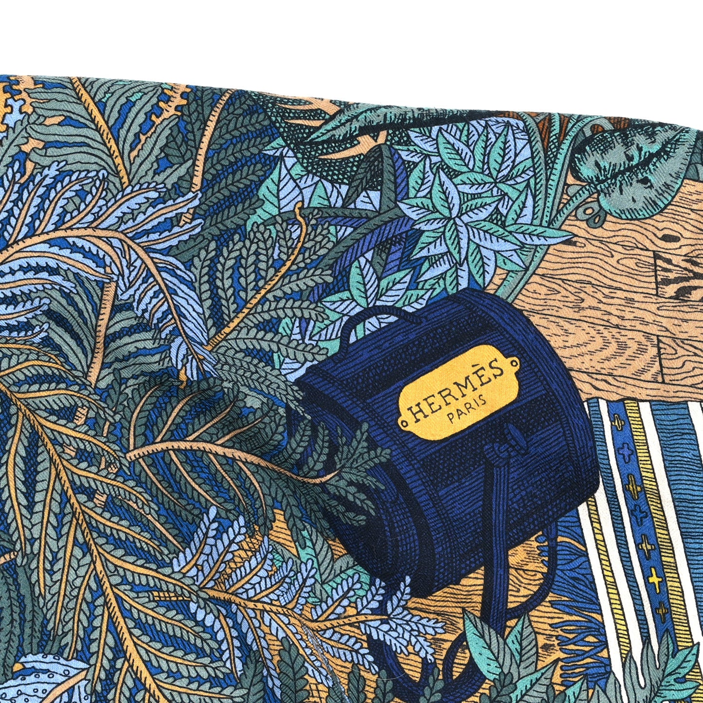 Cashmere Silk Acte III Scene I La Clairiere Shawl 140 Bleu Nuit Jaune