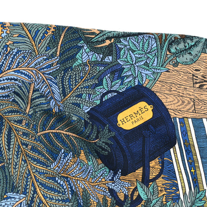 Hermes Cashmere Silk Acte III Scene I La Clairiere Shawl 140 Bleu Nuit Jaune 3 of 3