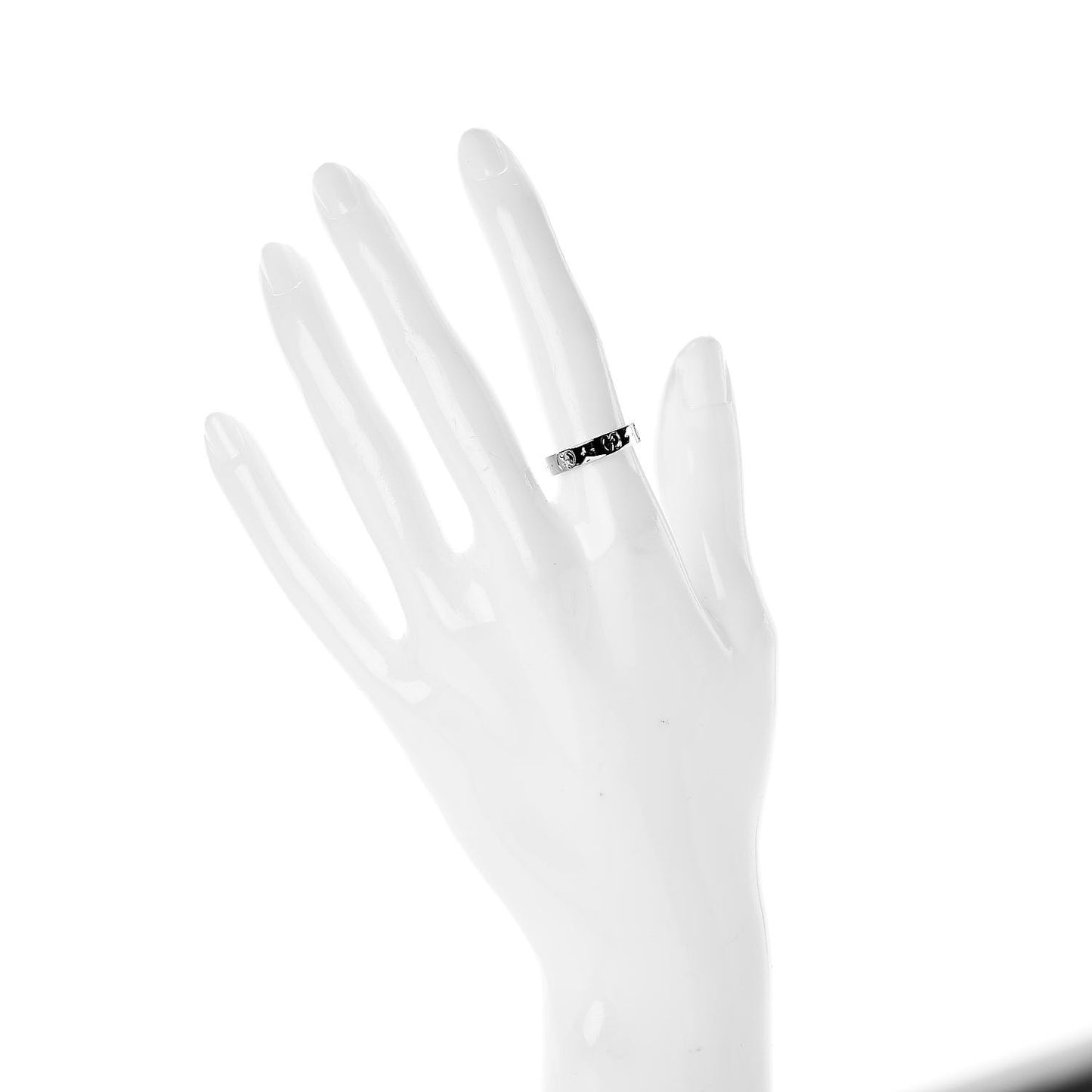 18K White Gold 4mm Icon Thin Band Ring 50 5.5