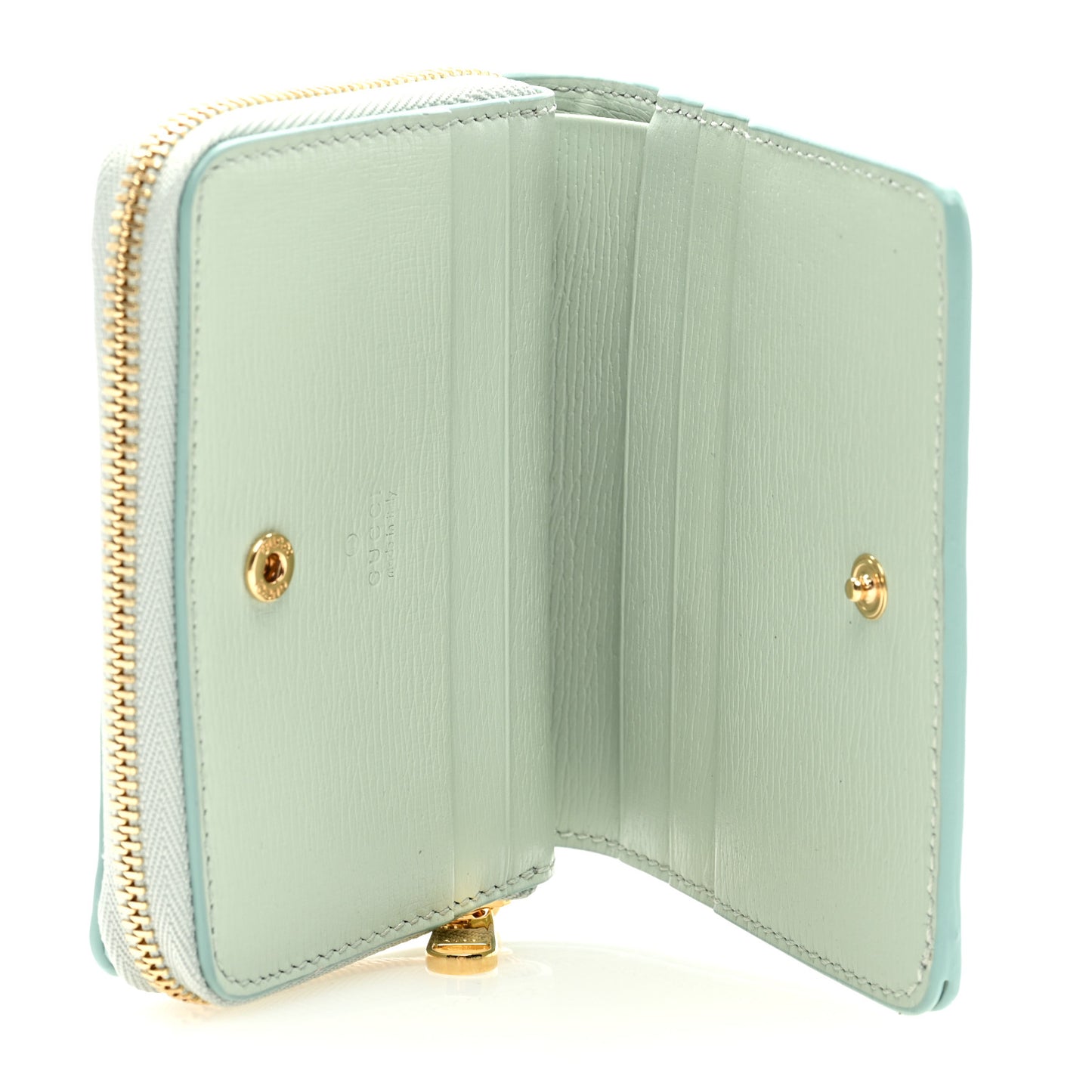 Textured Calfskin Script Logo Mini Wallet Pale Green