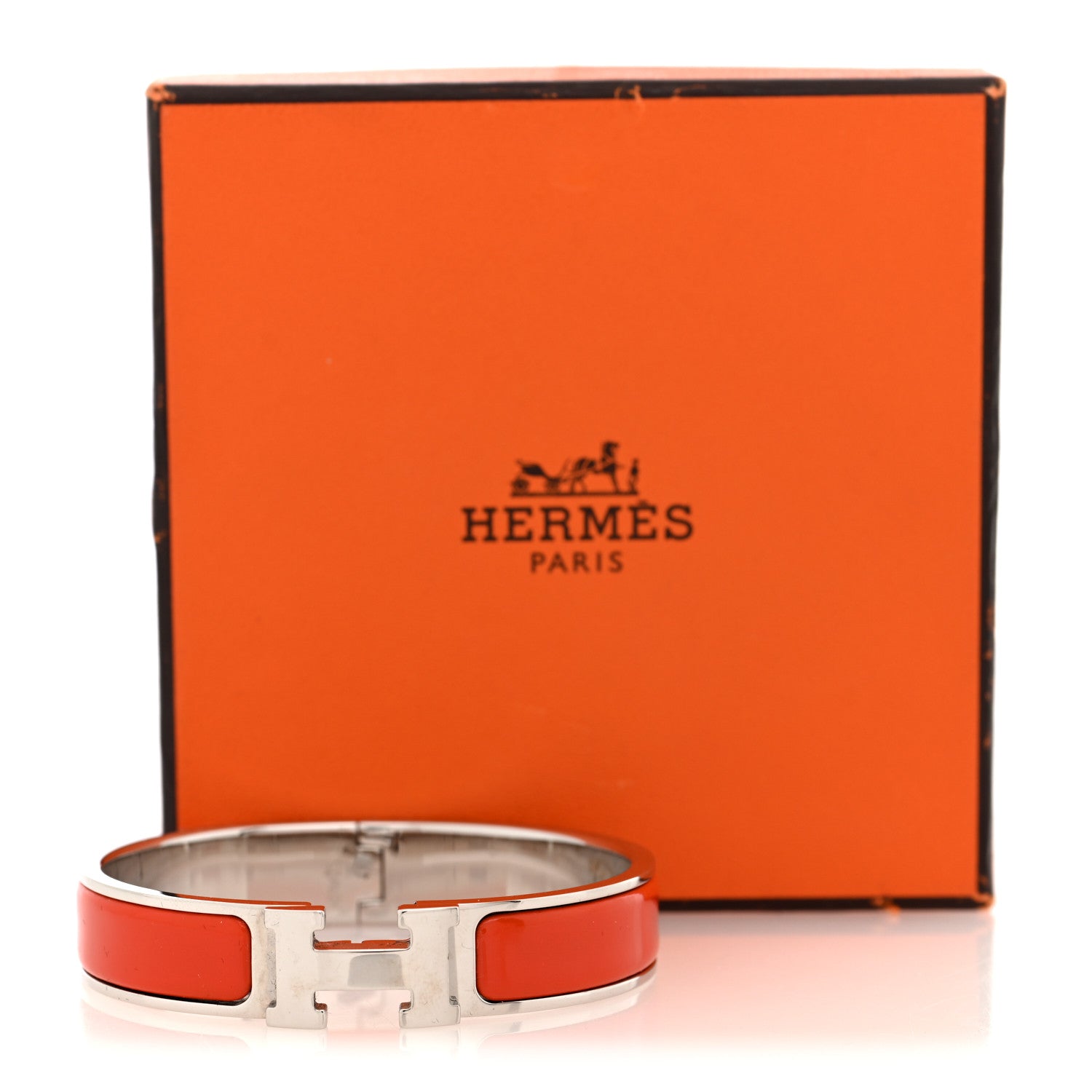HERMES H bracelet 青とオレンジ Hermes Enamel Narrow Clic Clac H Bracelet Orange 1853729
