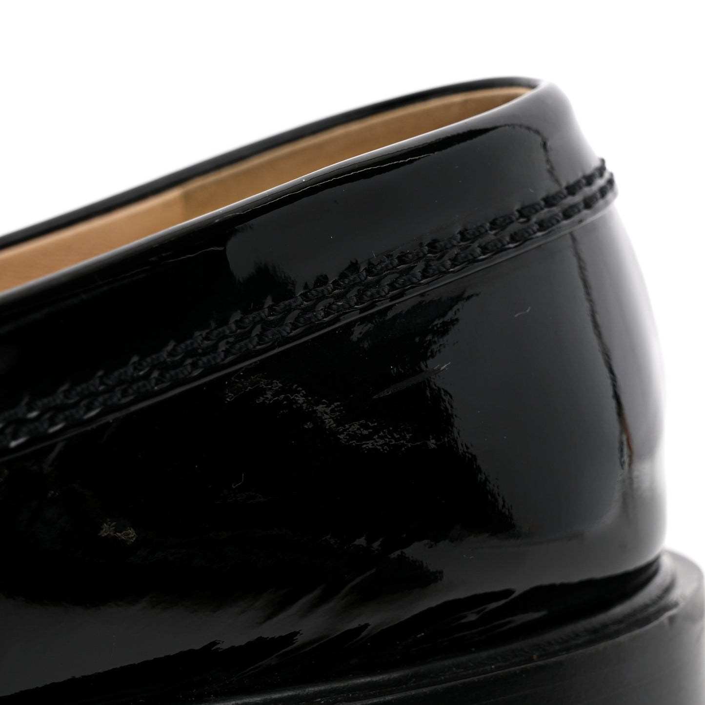 Shiny Calfskin Logo Loafers 39 Black
