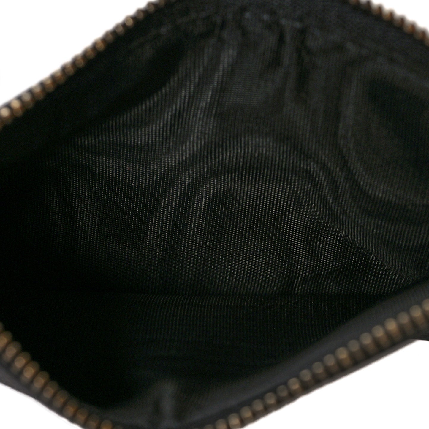 Grained Calfskin Saddle Chain Wallet Pouch Black
