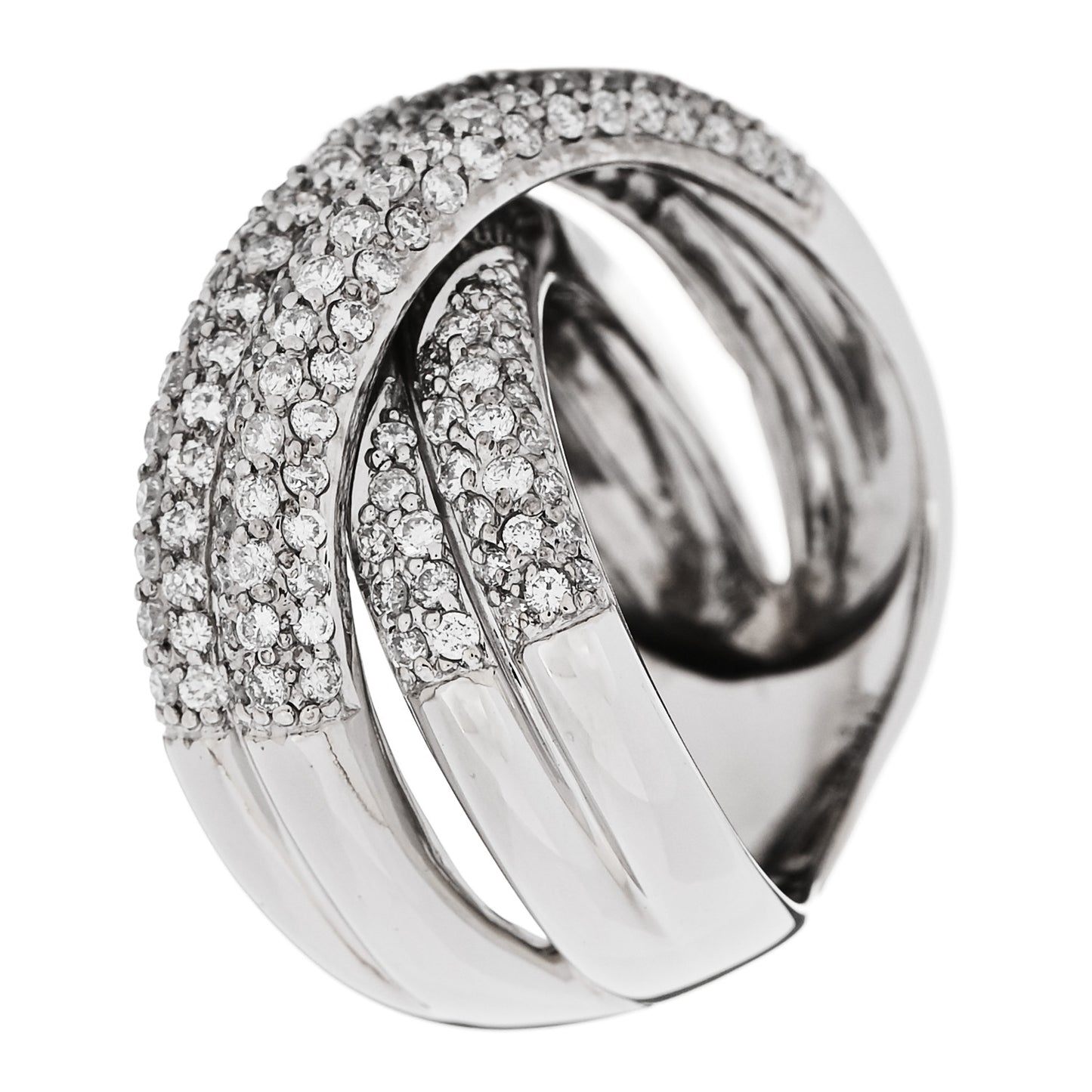 18K White Gold Diamond 1.75ctw Crossover Band Ring 58 8.25
