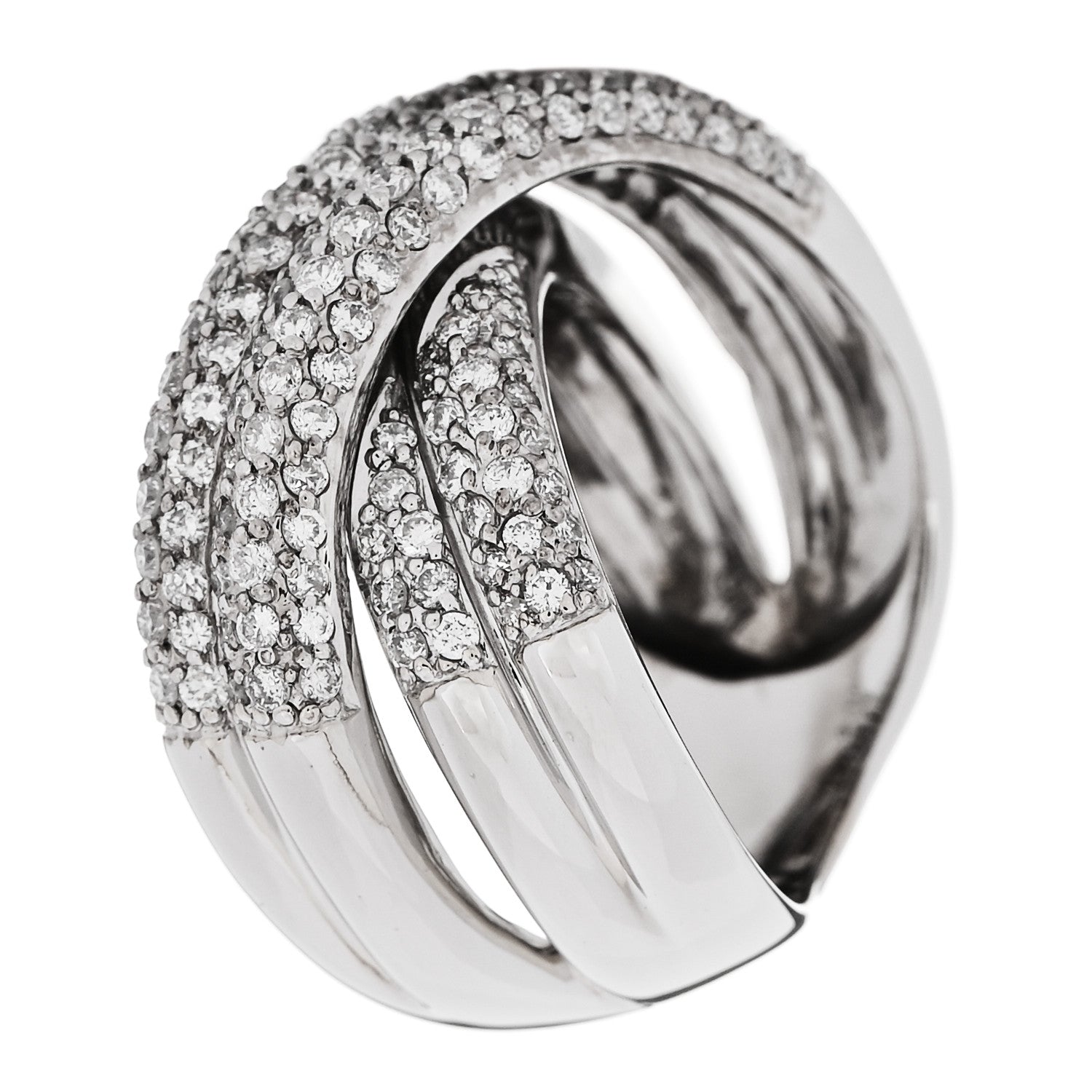 Parker & West by FASHIONPHILE 18K White Gold Diamond 1.75ctw Crossover Band Ring 58 8.25 6 of 11