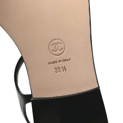 Chanel Lambskin CC Thong Sandals 36.5 Black Gold 7 of 8